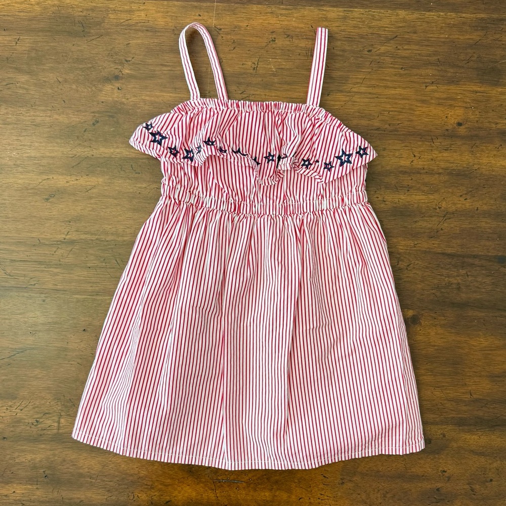 LGymboree Red and White Striped Kids Dress with Blue Stars